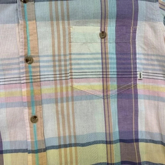 Aritzia TNA Plaid Button Down Shirt Classic Fit Yellow Purple Size Small - Picture 7 of 16